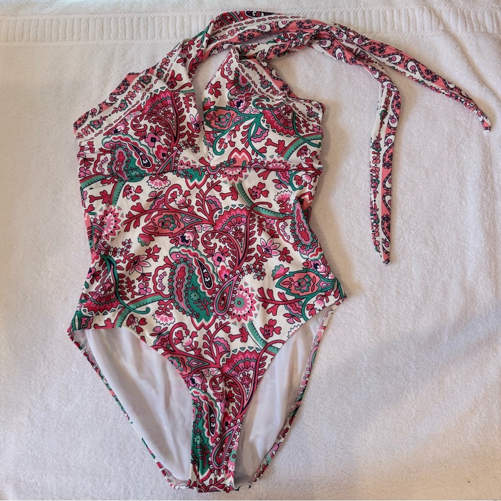 Boden NWT Paisley One Piece Swimsuit - Pink and Green